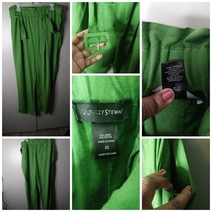 Ashley Stewart Green Linen Pant Size 22